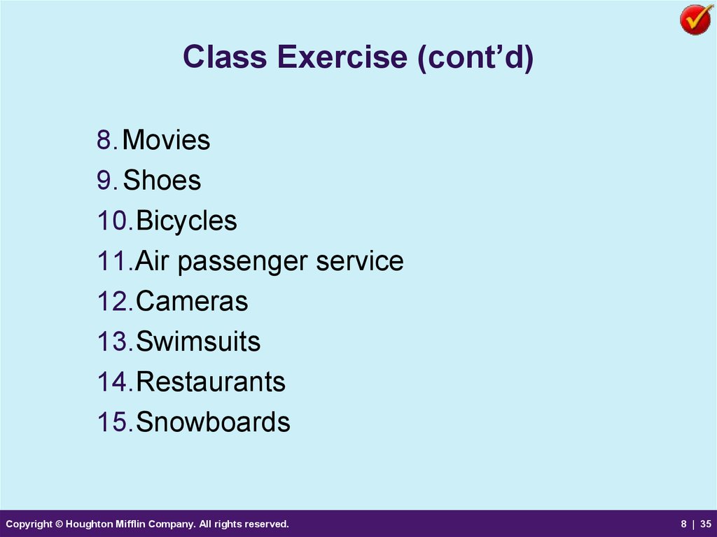 Class Exercise (cont’d)
