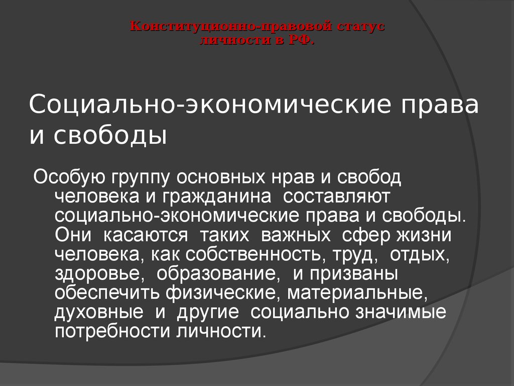 Проект социально экономические права