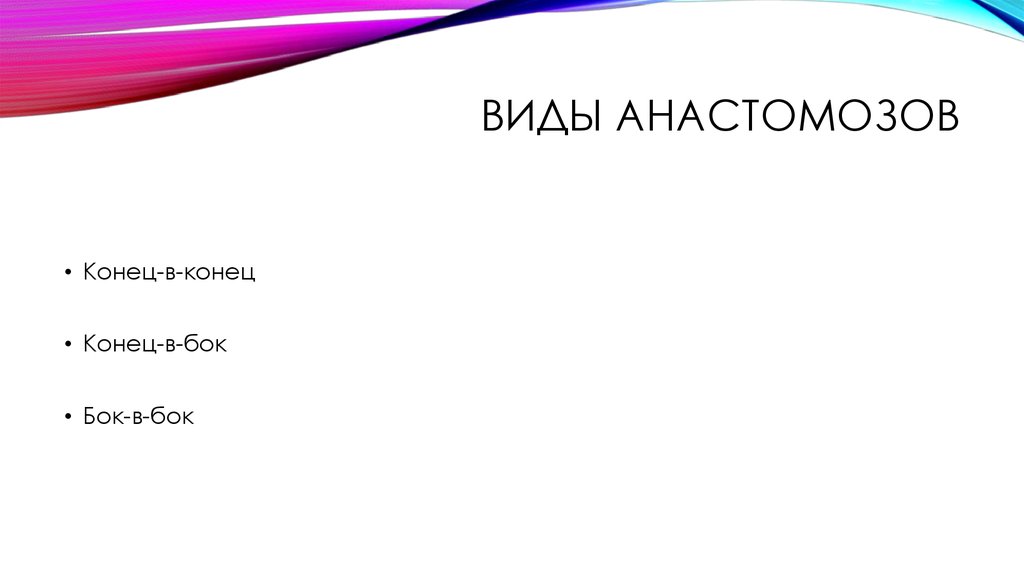 Виды анастомозов