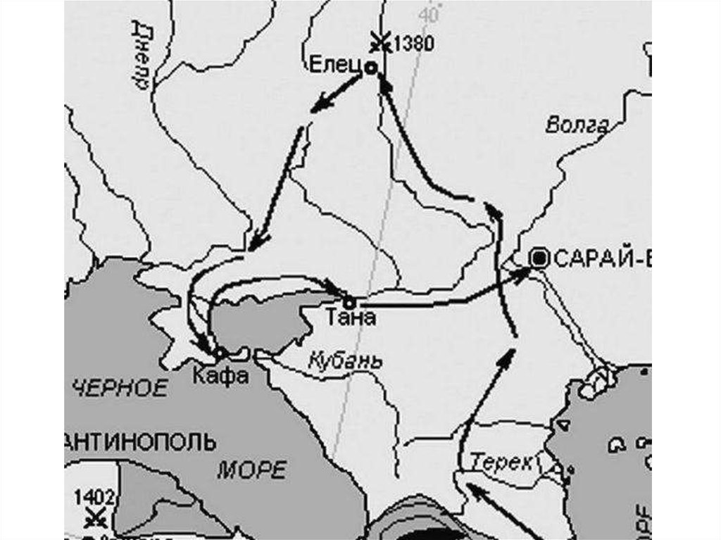 Военные походы 1371 и 1395 карта