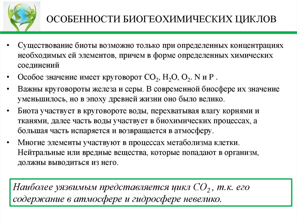 Реферат: Роль геохимических циклов в биосфере