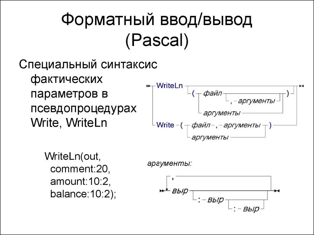 Pascal ввод данных. Ввод вывод Паскаль. Форматированный вывод данных Паскаль. Форматный вывод Pascal.
