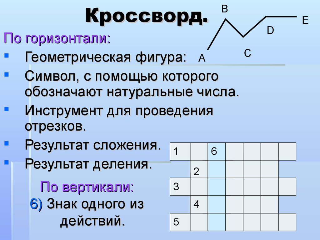 Кроссворд по математике 5