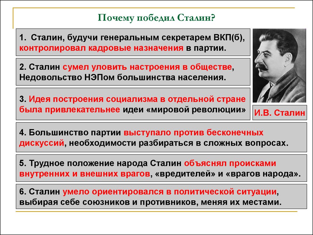Почему победил Сталин?