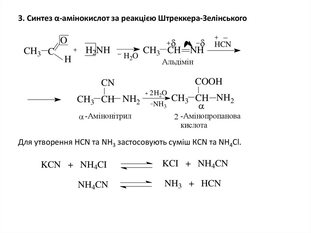 3. Синтез α-амінокислот за реакцією Штреккера-Зелінського  