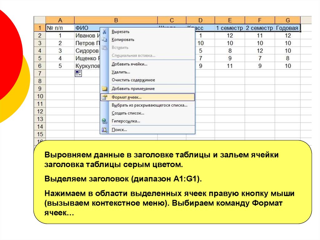 Редактирование и форматирование в табличном процессоре 11 класс конспект урока