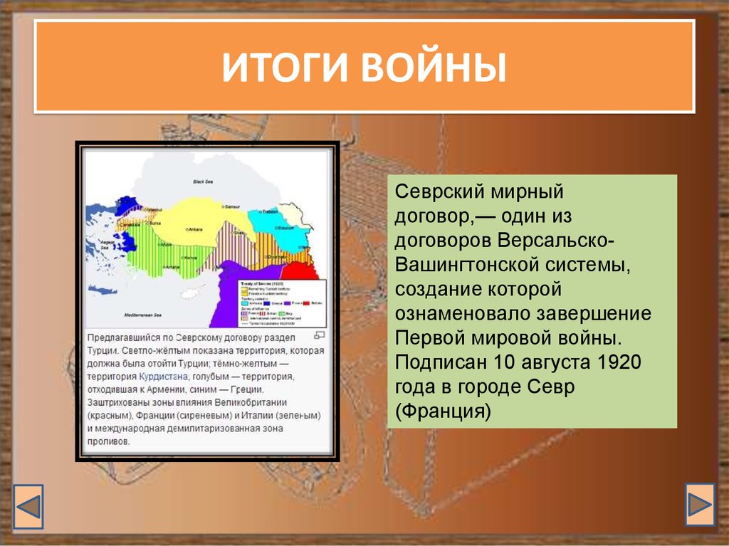 Карта севрского мирного договора