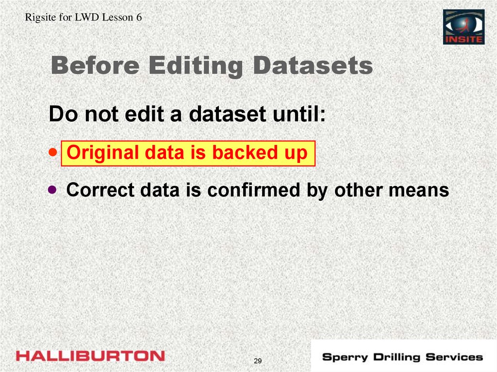 Before Editing Datasets
