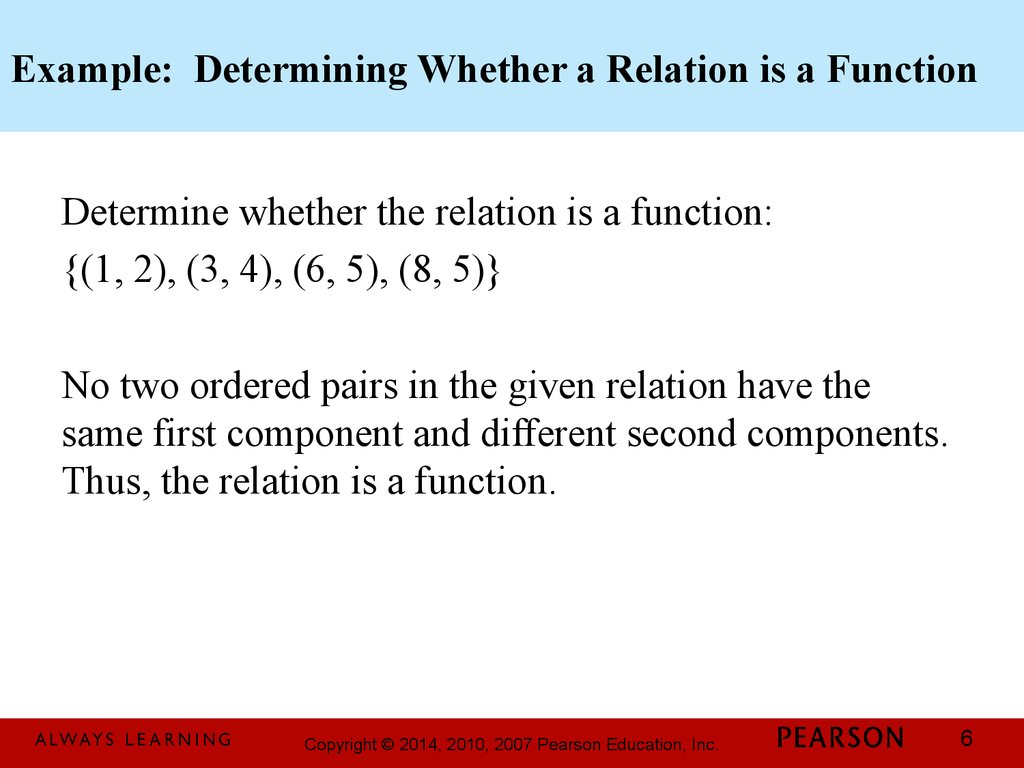 Example: Determining Whether a Relation is a Function