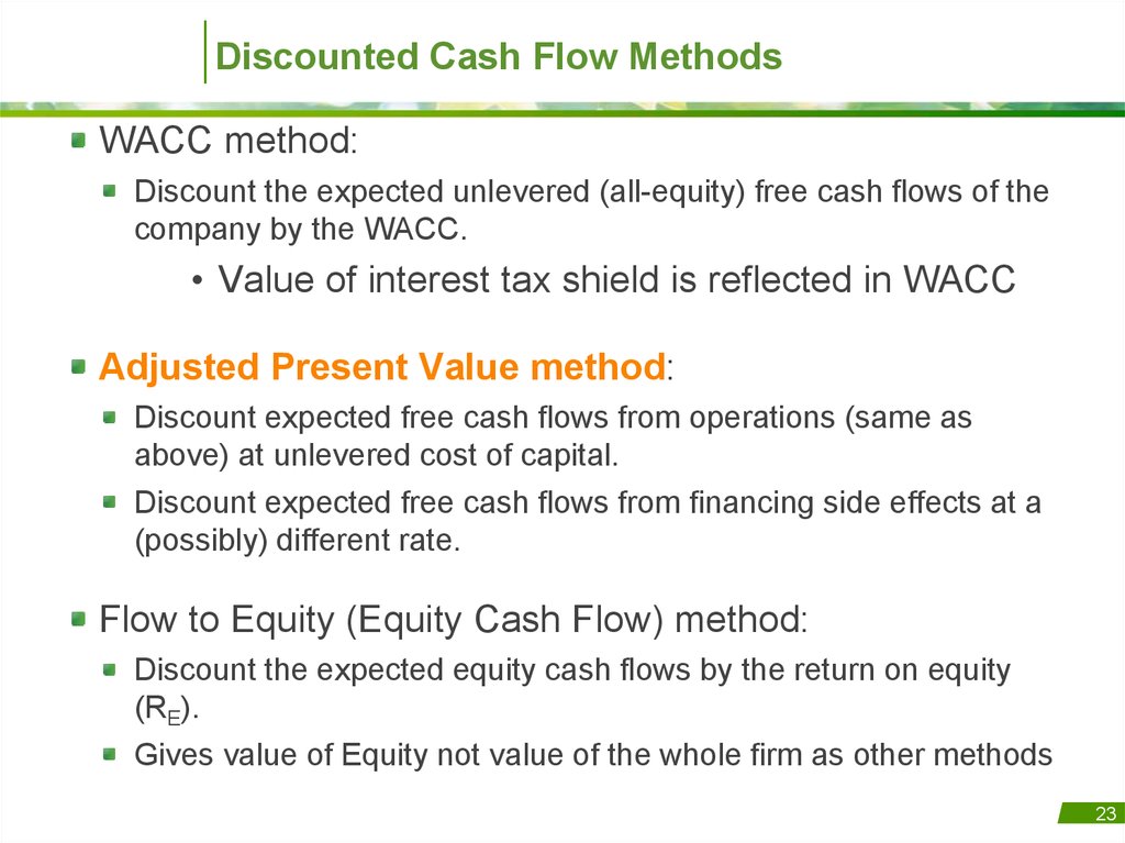 Discounted Cash Flow Methods