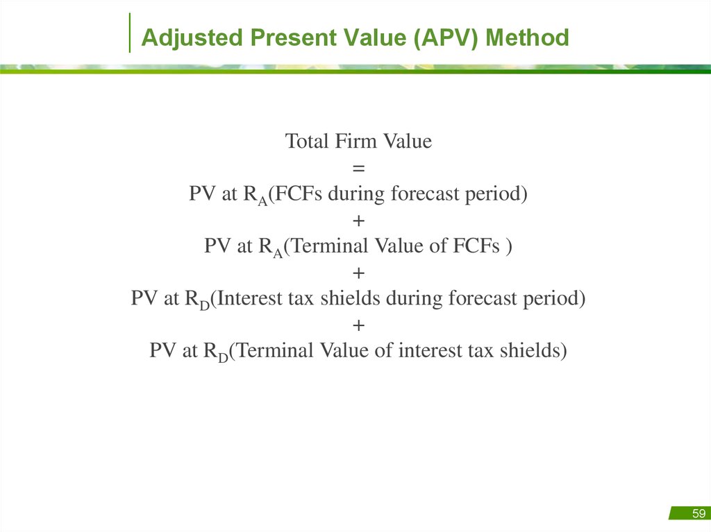 Adjusted present value. Present value of Tax Shield формула. APV показатель. APV формула.