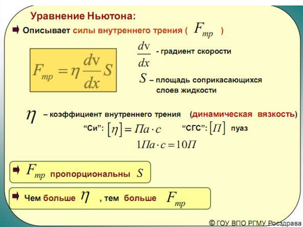 Градиент скорости формула