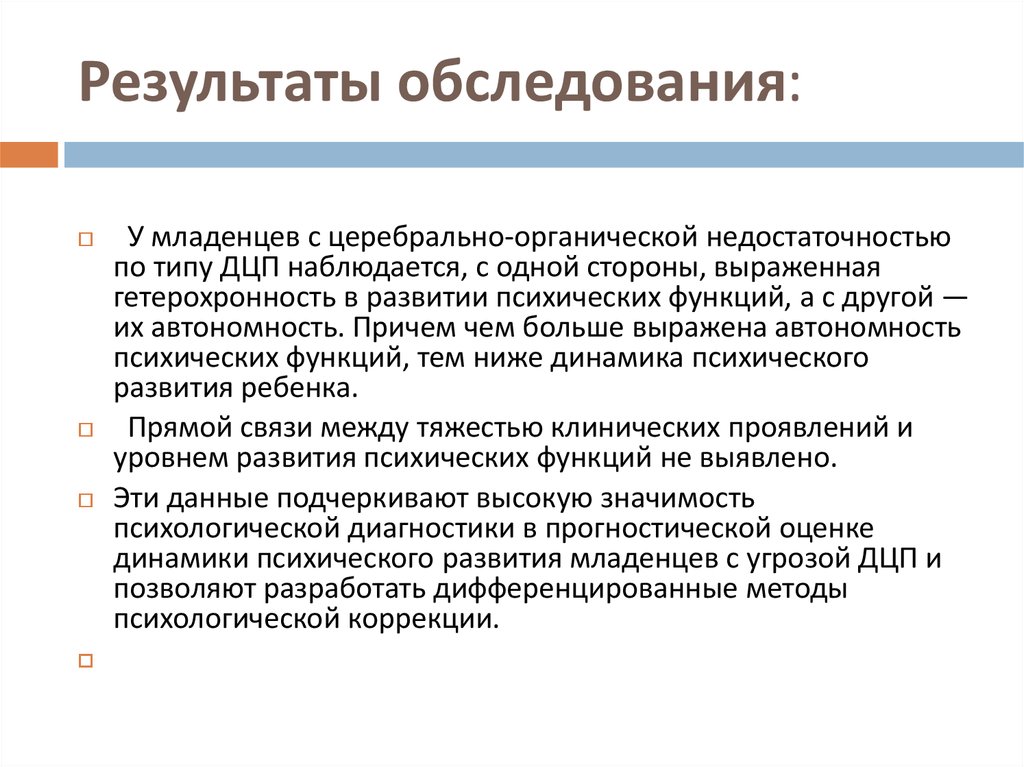 Результатов диагностического обследования