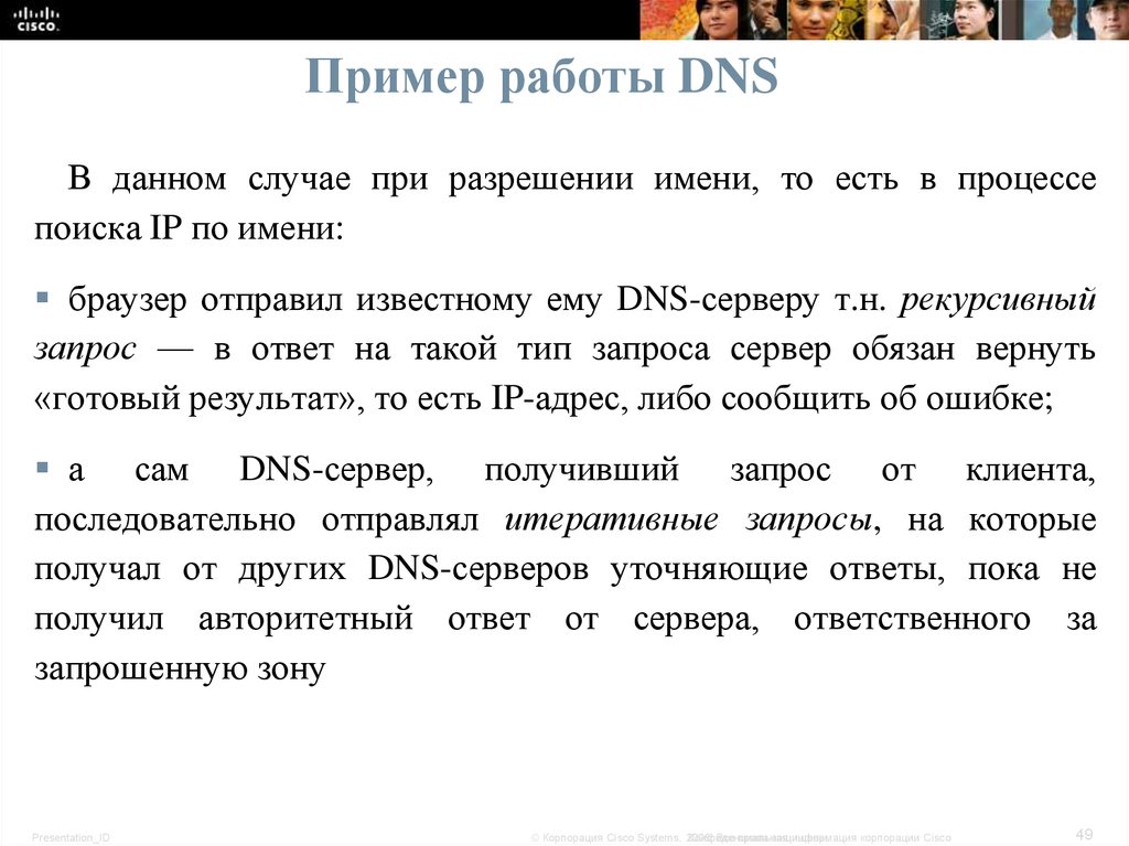 Пример работы DNS