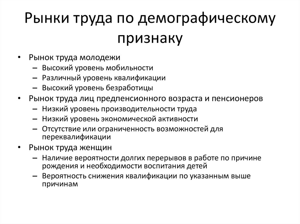 Проблемы рынка труда