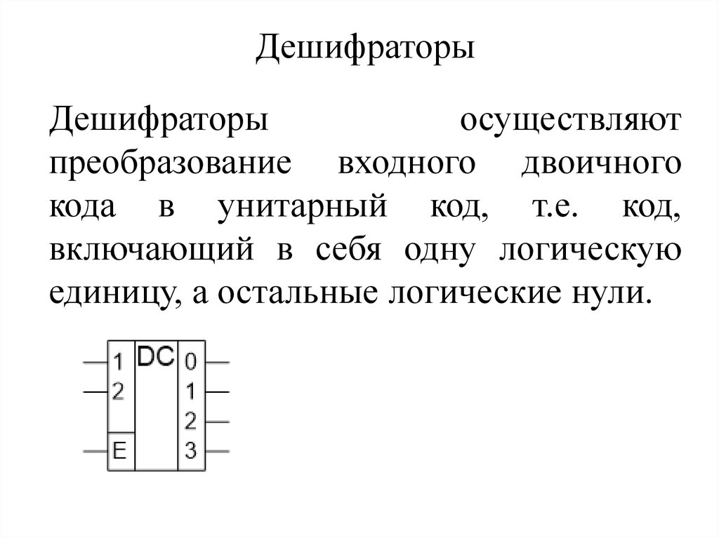 Дешифратор кода. Дешифратор. Унитарный код дешифратора. Дешифратор на логических элементах. Дешифратор осуществляет преобразование.