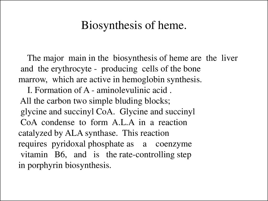 Biosynthesis of heme.
