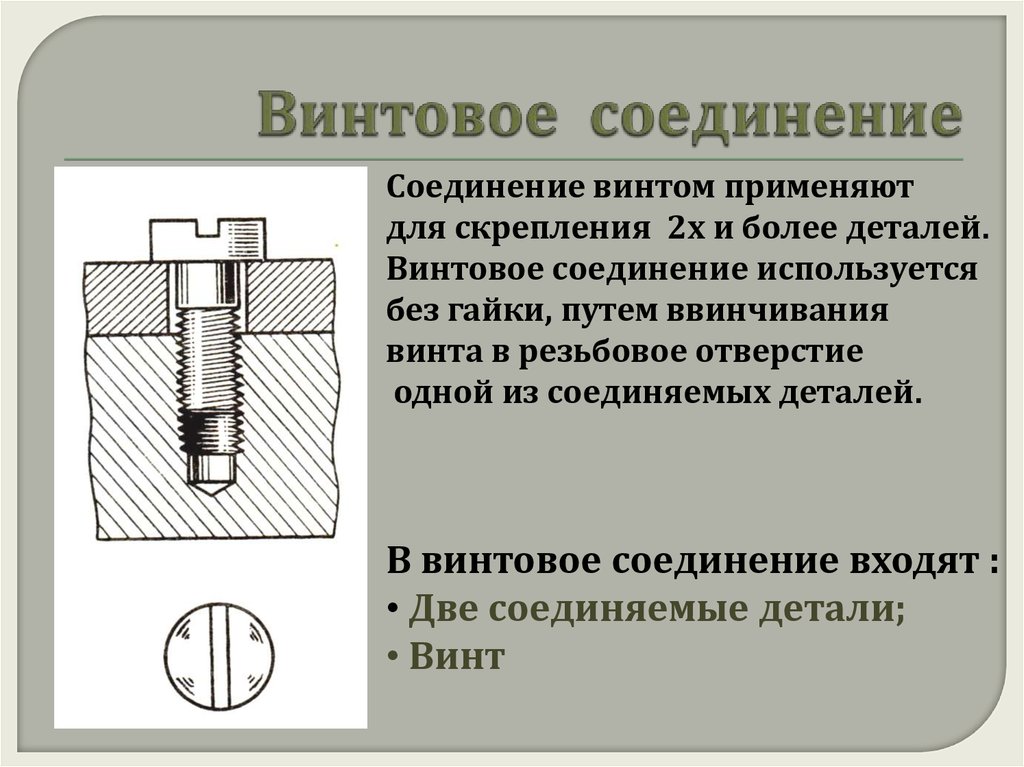 При резьбовом соединении двух деталей на изображении вида