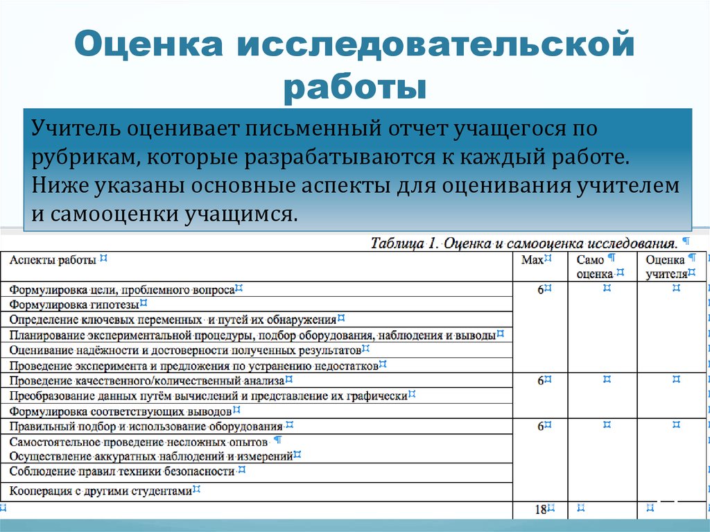 Оценка своего проекта пример