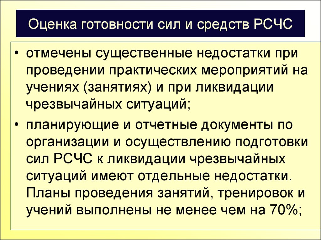 Оценка готовности программ. Основы оценки готовности сил РСЧС К ликвидации ЧС.