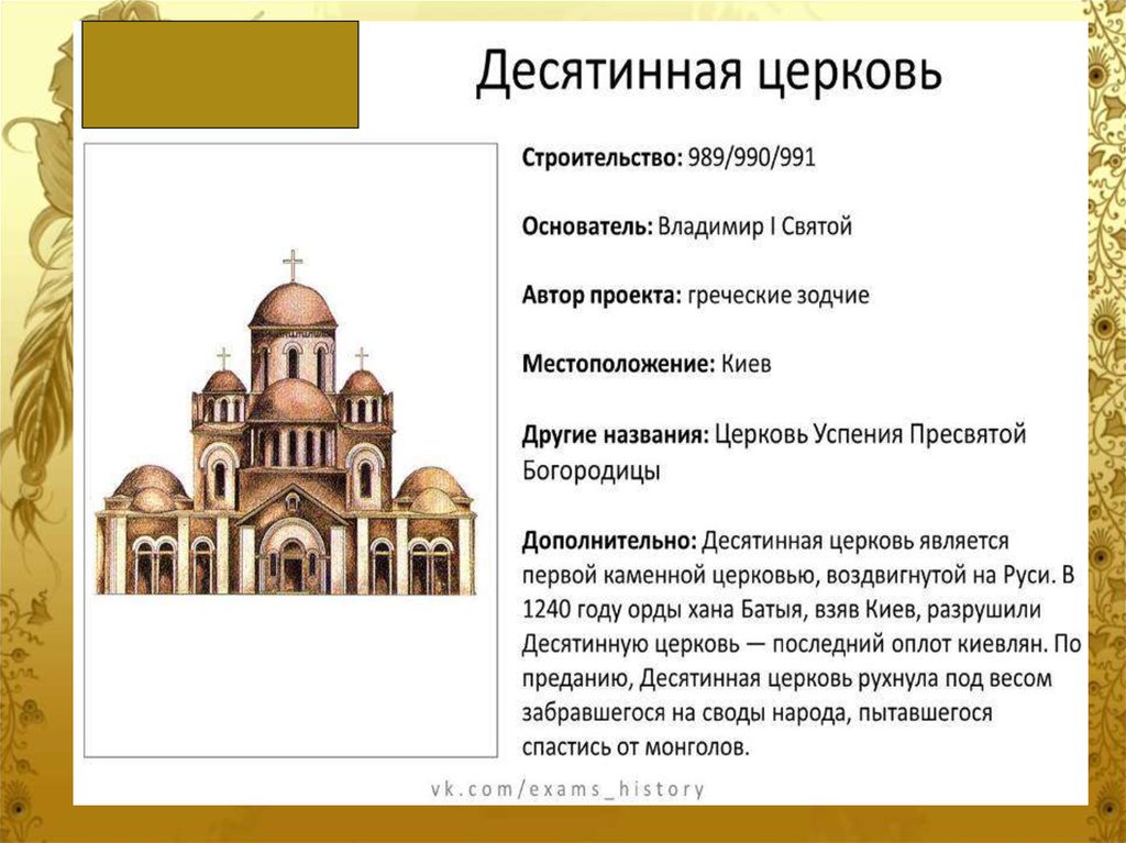 Десятинная церковь название. Церковь во времена Владимира Святого. Какая Церковь была построена при Владимире святом. Кто такой Зодчий в древней Руси. Какую Церковь построил Владимир Святой.