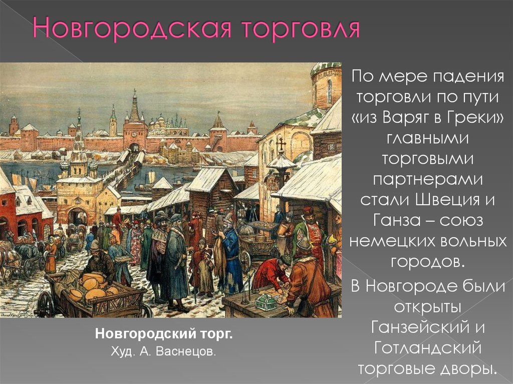 Торговля 6 класс. Новгородский торг Васнецов. 14 - А. Васнецов. «Новгородский торг». Новгородская земля торговля. Ремесло и торговля.