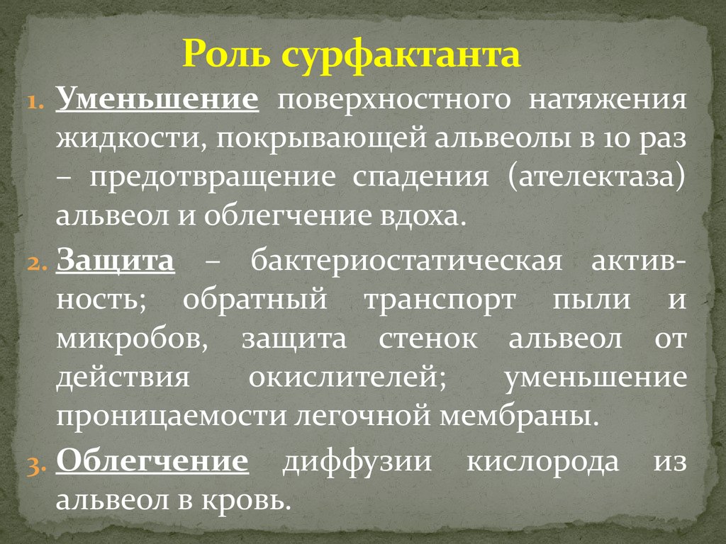 Функции сурфактанта