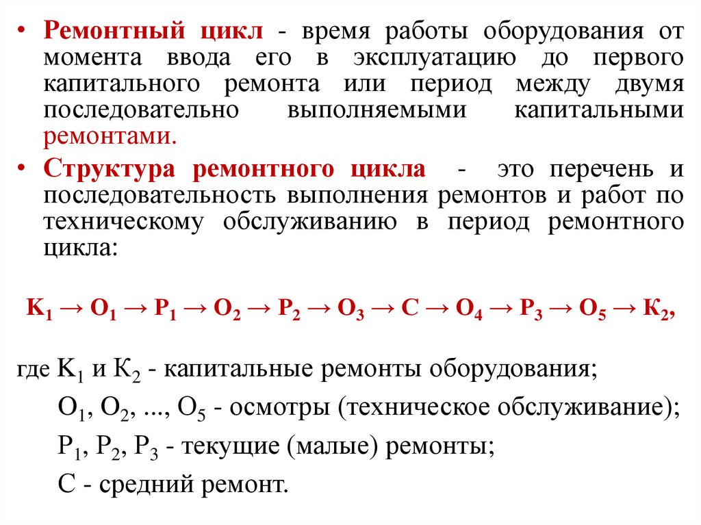 Время работы оборудования. Структура ремонтного цикла оборудования. Структура ремонтного цикла станка. Структура и Продолжительность ремонтного цикла. Ремонтный цикл оборудования.