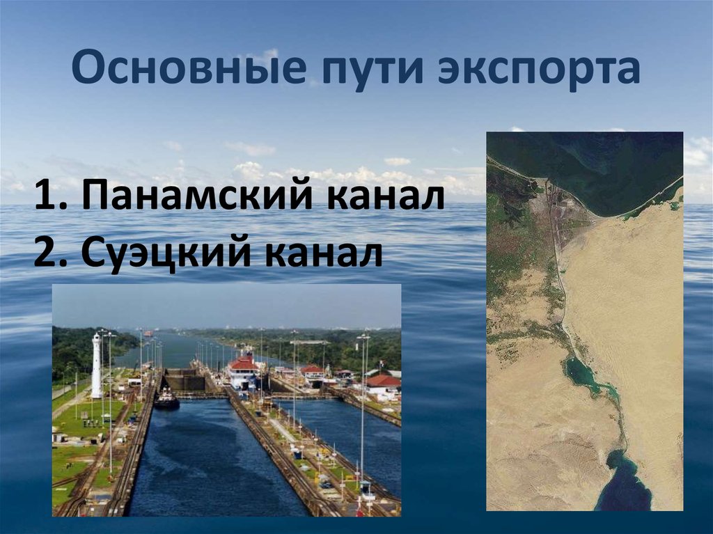 Основные пути экспорта