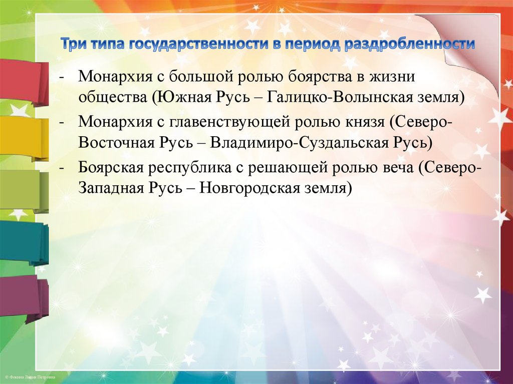 Три типа государственности в период раздробленности