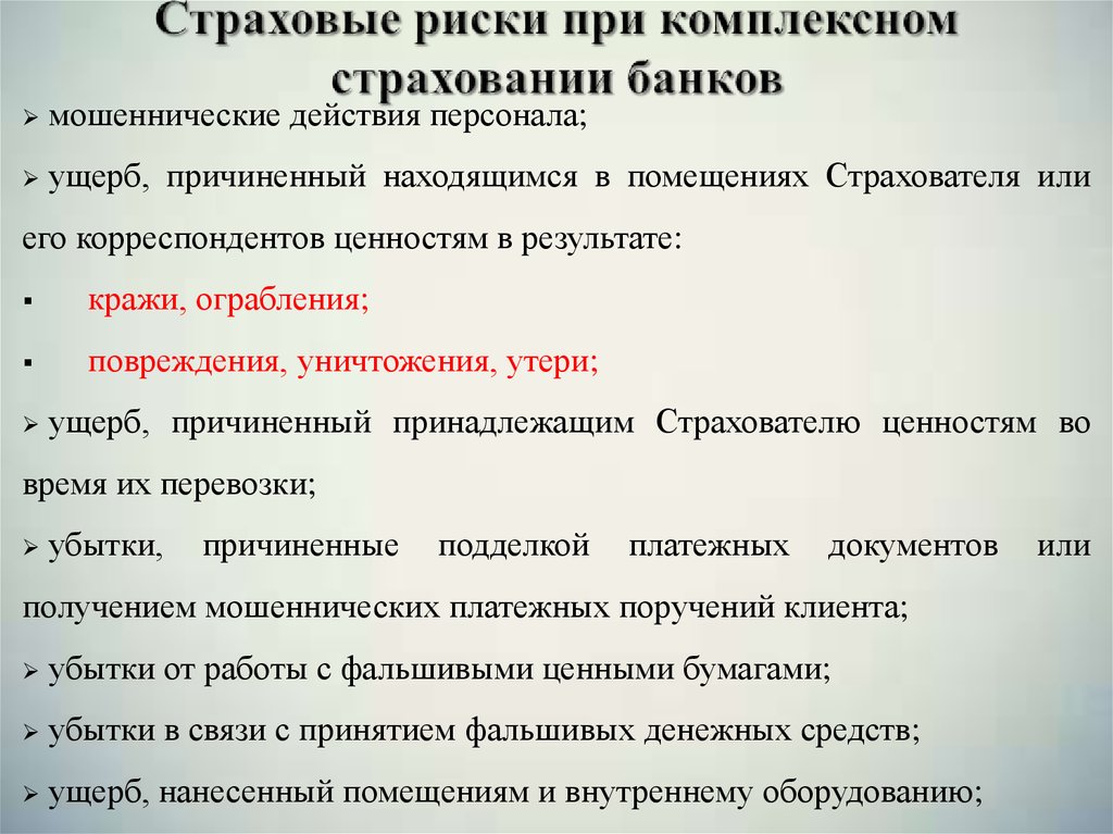 Страхование банковских рисков презентация