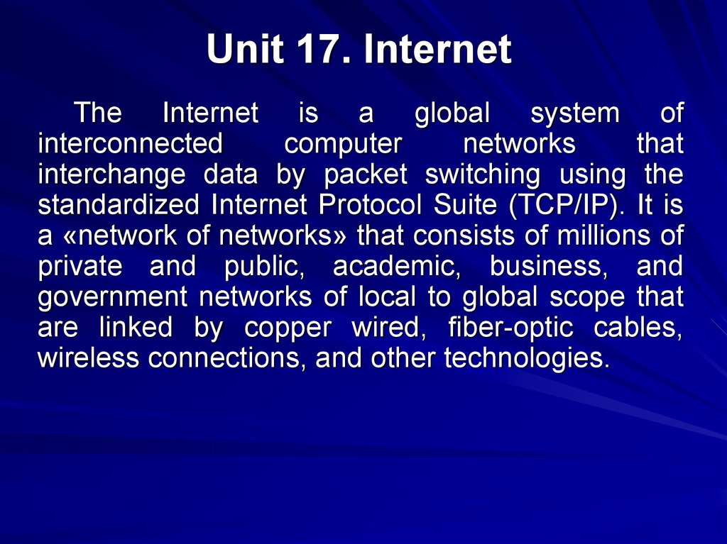 Unit 17. Internet