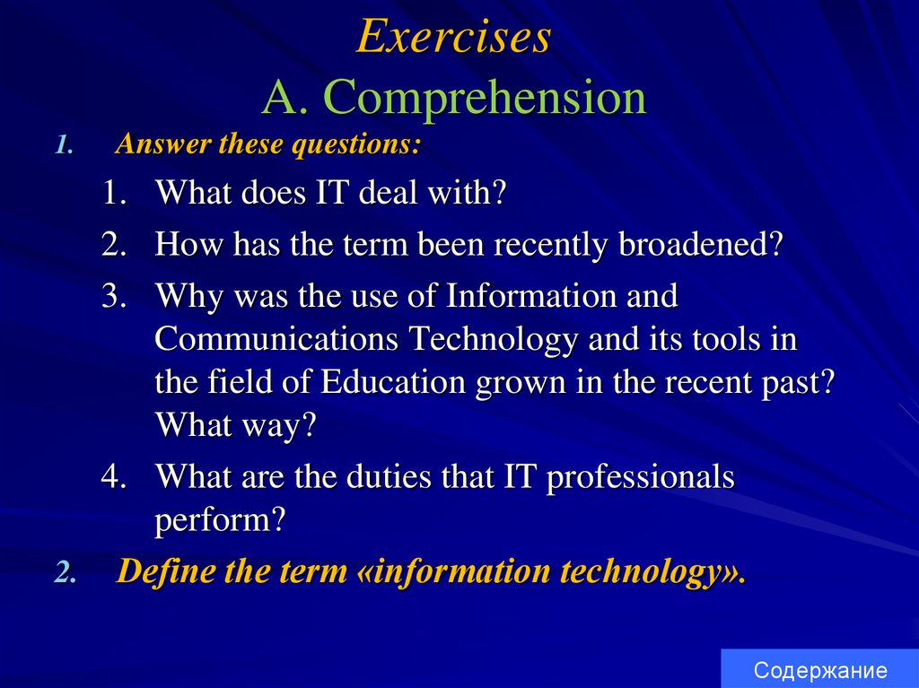 Exercises A. Comprehension