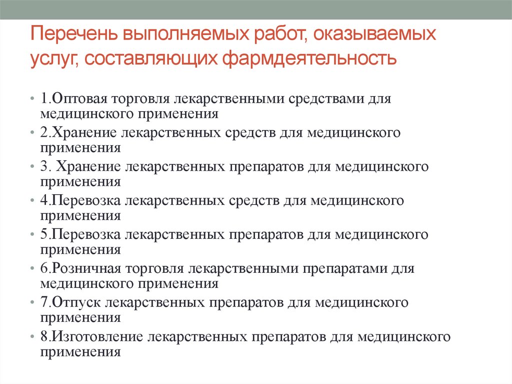 Перечень выполненных