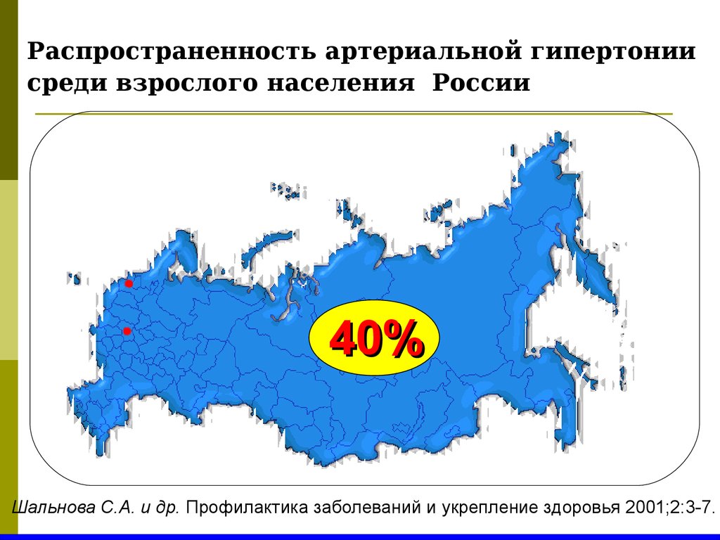Распространенность артериальной гипертонии среди взрослого населения России
