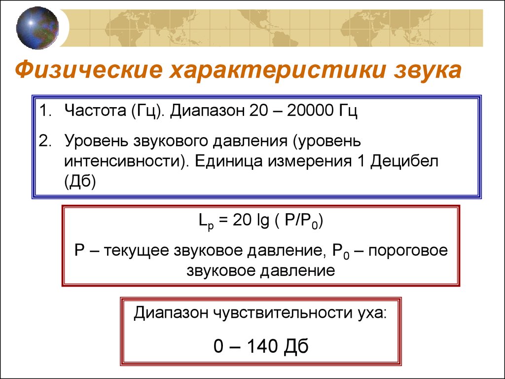 Единица интенсивности шума. Физические характеристики звука. 20000 Гц. Интенсивность единицы измерения.