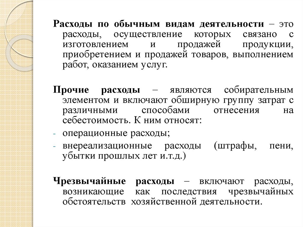 Расходов по обычным видам