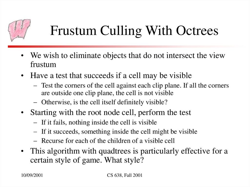 Frustum Culling With Octrees