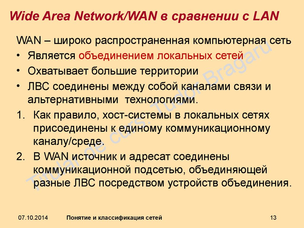Wide Area Network/WAN в сравнении с LAN