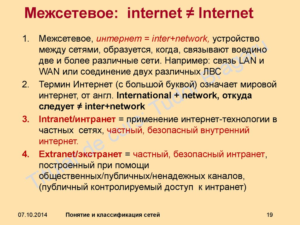 Межсетевое: internet ≠ Internet
