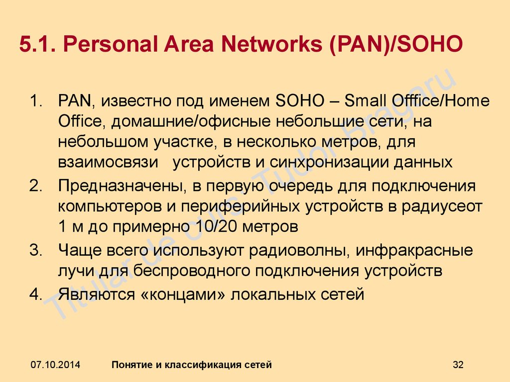 5.1. Personal Area Networks (PAN)/SOHO