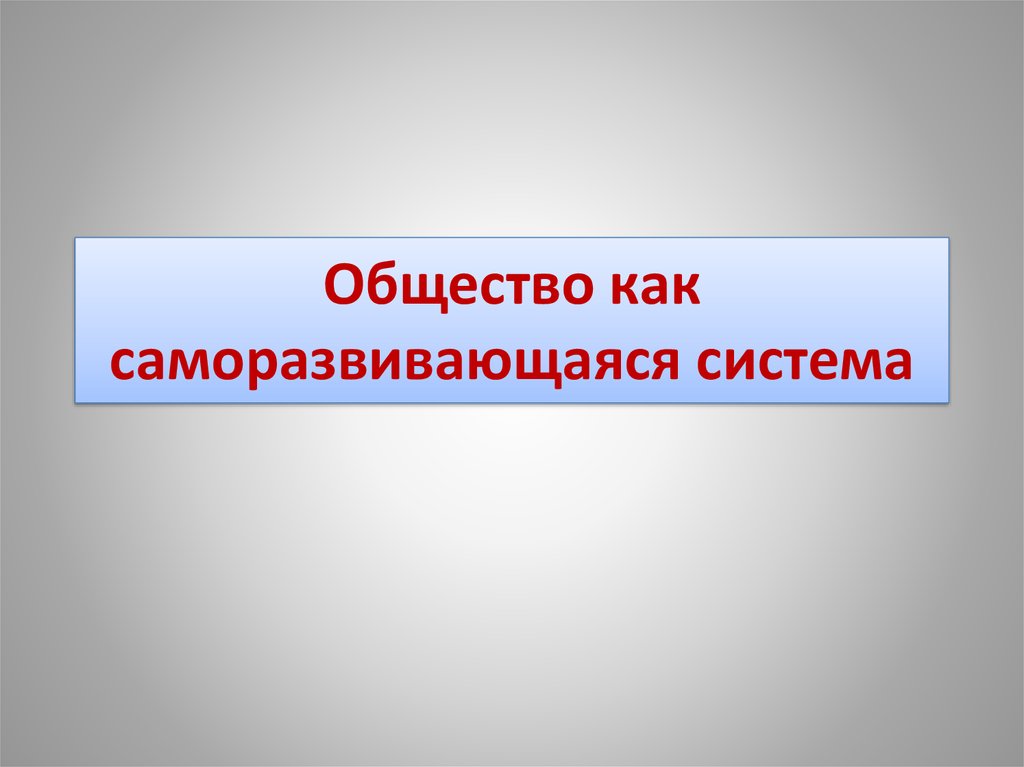 Реферат: Общество как саморазвивающаяся система