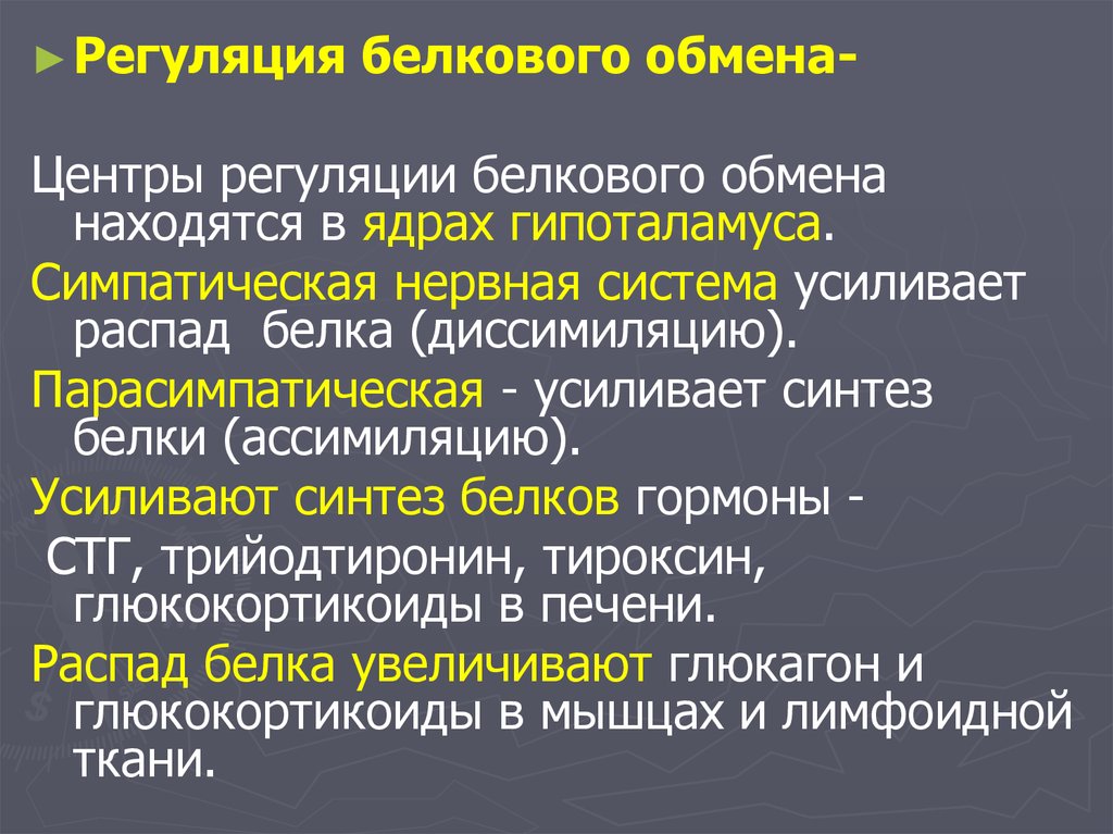 Находиться в обмене. Регуляция белкового обмена физиология. Механизмы регуляции белкового обмена. Гормональная регуляция белкового обмена. Нервная регуляция белков.