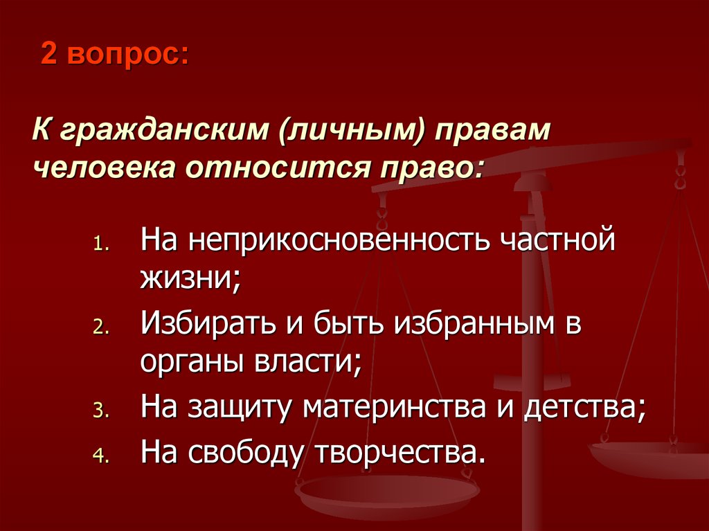 К политическим правам граждан относится право