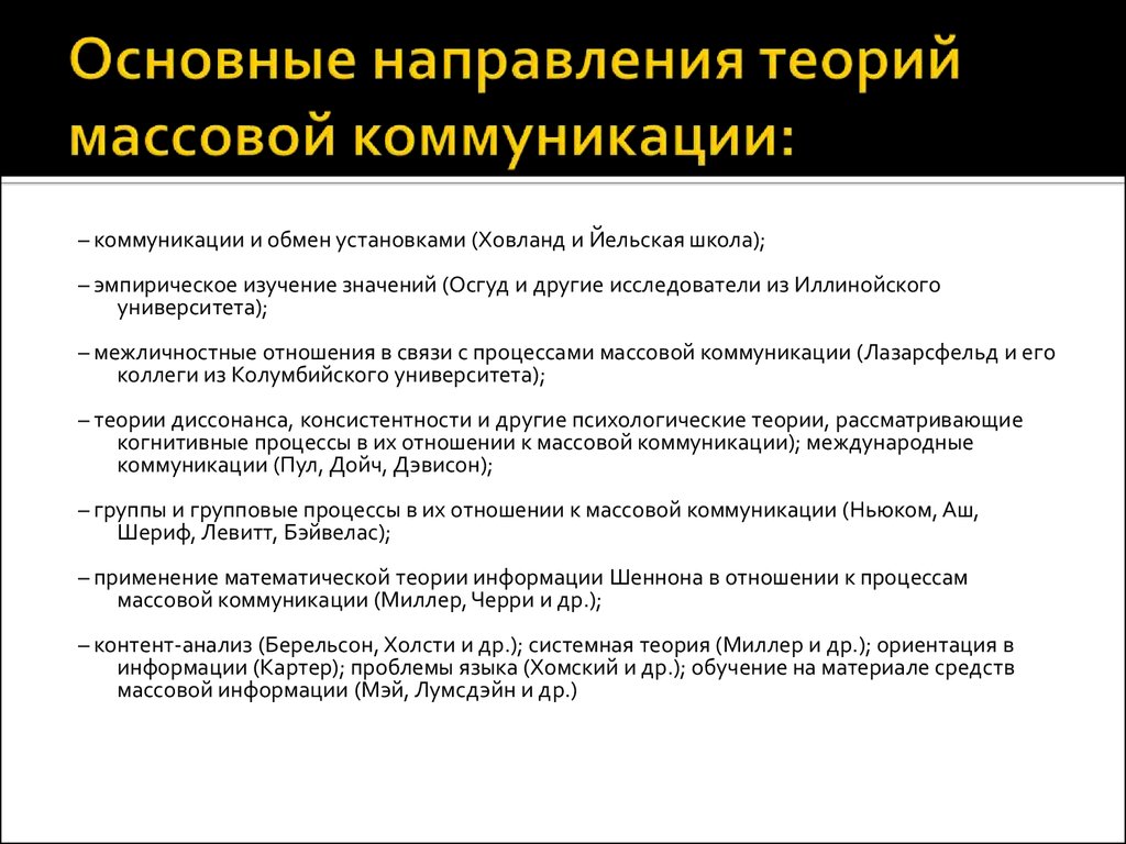 Исследование теория. Теории массовой коммуникации таблица. Основные теории массовой коммуникации. Основные направления теории массовой коммуникации. Основные теории изучения коммуникации.