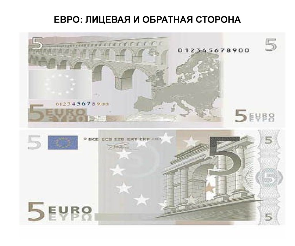Лицевая сторона денег. 5 Евро купюра. 5 Евро лицевая сторона. Лицевая сторона евро купюры. Лицевая и Обратная сторона евро купюры.