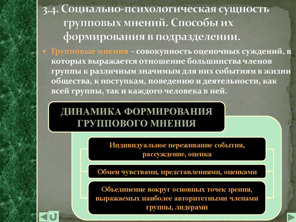 Совокупность мнений. Этапы формирования группового мнения. Схема этапов формирования группового мнения. Характеристика группового мнения. Особенности формирования группового мнения.