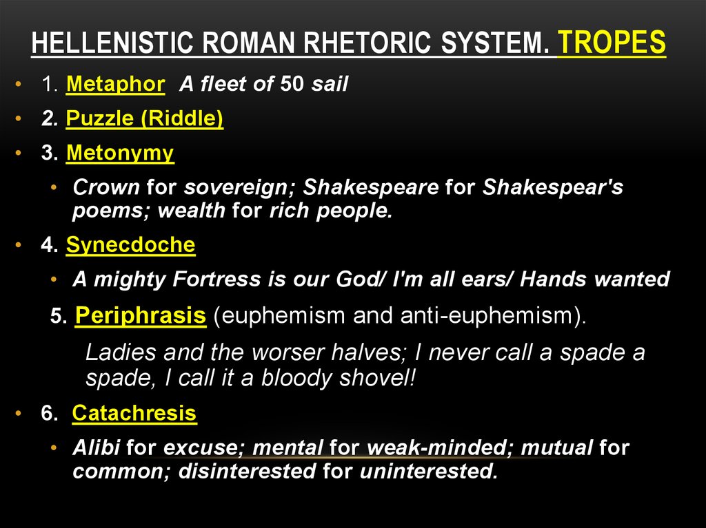 Hellenistic Roman rhetoric system. Tropes