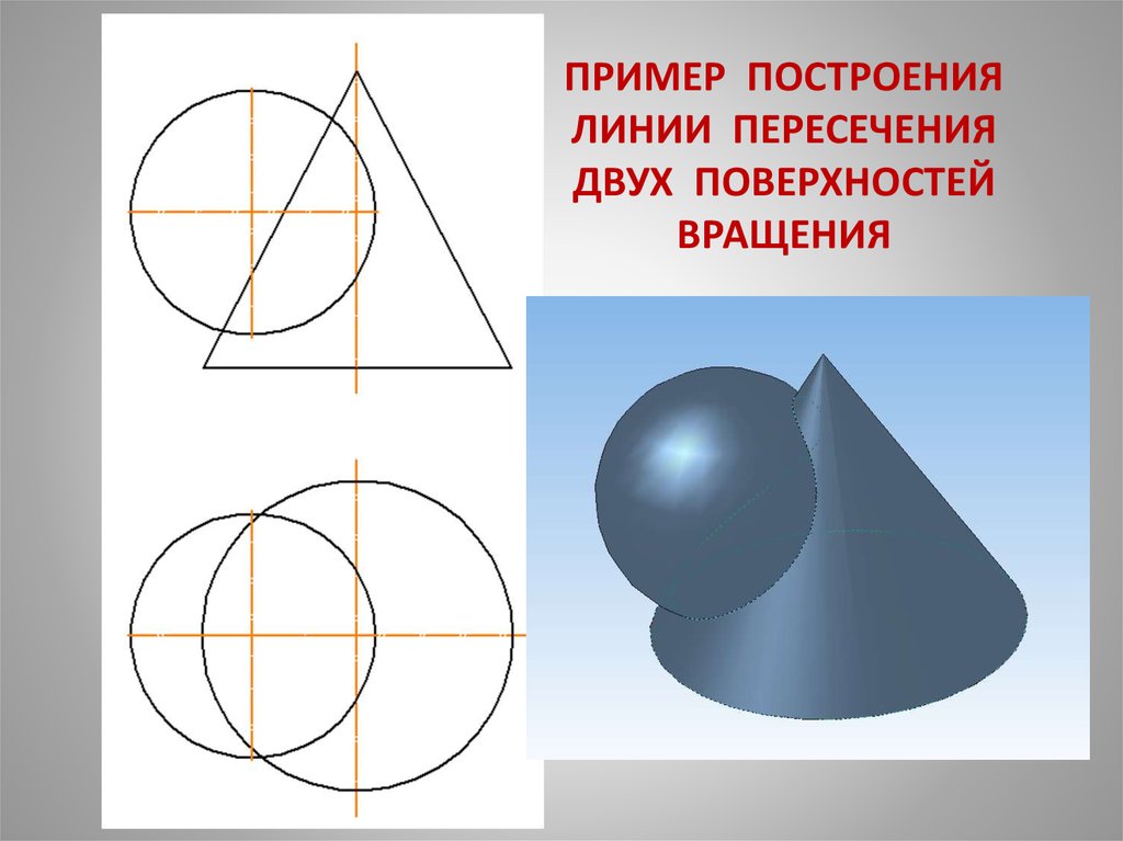 Линия пересечения поверхности вращения. Построение проекции линии пересечения двух поверхностей вращения. Фронтальными проекциями линии пересечения поверхностей являются. Пересечение поверхностей вращения 1.34.06.