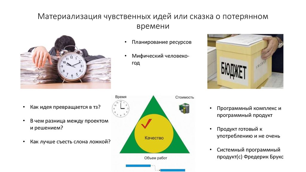 Материализация чувственных идей или сказка о потерянном времени